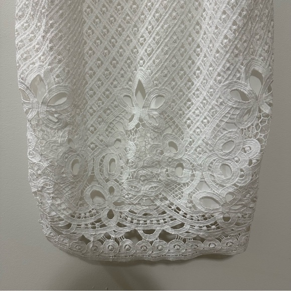White House Black Market Womens White Dress Size 6 Eyelet Lace Sheath‎ Dress New - Picture 3 of 10